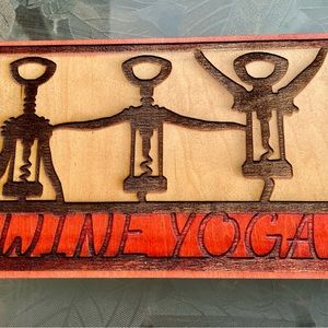 Handcrafted Rustic Wine Yoga Engraved Wall Decor
